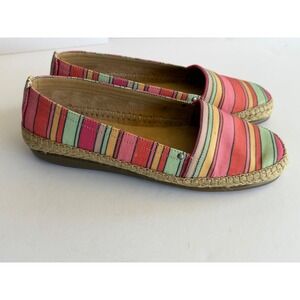 Aerosoles Solitaire Striped Espadrille Flats Pink Multi Canvas Shoes Womens 7M